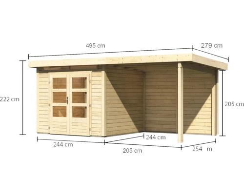 Holzgartenhaus mit Doppeltür und Abmessungen