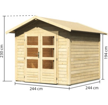 Holzgartenhaus mit Doppeltür und den Maßen 244 x 244 x 230 Zentimeter