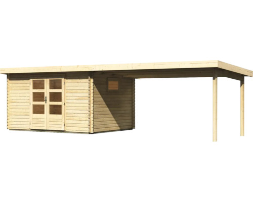 Holzgartenhaus mit Anbau und Doppeltür