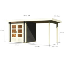 Gartenhaus Karibu Skandi 1 inkl. Anbaudach 2,35 m 451,5 x 232 cm terragrau