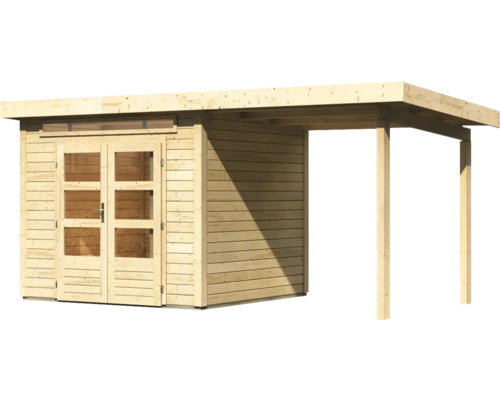 Holz Gartenhaus mit Doppeltür und Anbau
