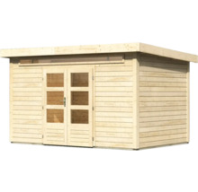Holzgartenhaus mit Doppeltür und Fenstern