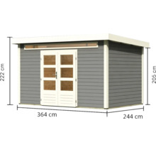 Gartenhaus mit Doppeltür, Fenster und den Maßen 364 mal 244 mal 222 Zentimeter