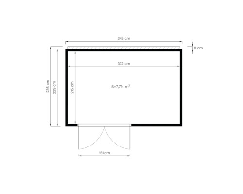 Gartenhaus Bertilo Trespa HPL Design 2 345 x 236 cm Milano Grigio Holzoptik - Bild 3 von 12