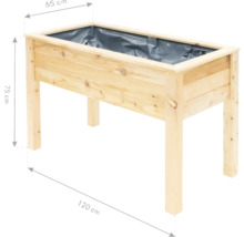 Hochbeet aus Holz mit den Maßen 120 cm Länge, 65 cm Breite und 75 cm Höhe
