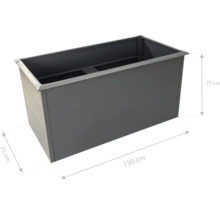 Rechteckiger Pflanzkasten aus Metall mit den Maßen 150 x 75 x 77 cm