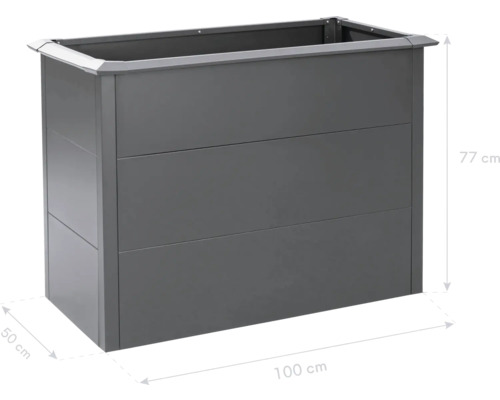 Rechteckiger Pflanzkasten aus Metall, 100 x 50 x 77 cm