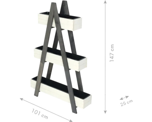 Pflanzentreppe mit drei Ebenen, Holzkonstruktion, Abmessungen 147 cm Höhe, 101 cm Breite, 25 cm Tiefe