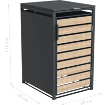 Mülltonnenbox mit Holzverkleidung, Abmessungen 116 x 80 x 68 cm