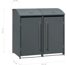 Doppel Mülltonnenbox mit Maßen 135 x 139 x 83 cm
