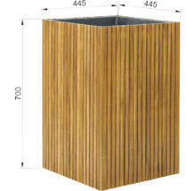 Holzpflanzkübel mit den Maßen 445 x 445 x 700 Millimeter