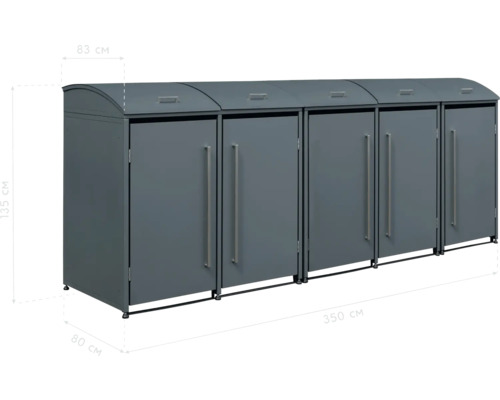 Mülltonnenbox für fünf Mülltonnen