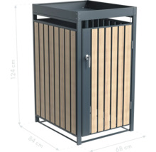 Mülltonnenbox mit Tür aus Metall und Holz, Maße 124 x 84 x 68 cm