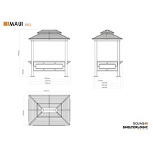 Technische Zeichnung eines IMAUI BBQ Pavillons mit Maßangaben
