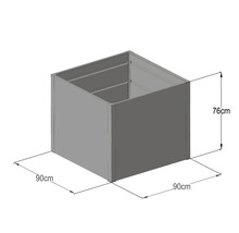 Quadratisches Hochbeet mit den Maßen 90 x 90 x 76 cm.