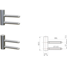 Edelstahl Montageelement mit technischen Zeichnungen