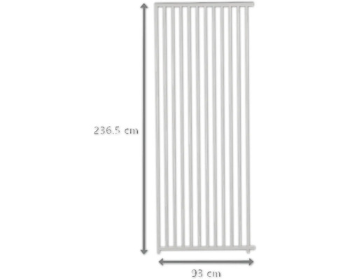 Illustration eines Raumteilers mit den Maßen 236,5 cm Höhe und 93 cm Breite.