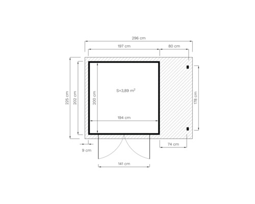 Grundrisszeichnung mit Maßangaben