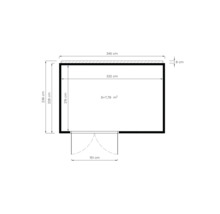 Grundriss mit Maßangaben: 345 cm breit, 236 cm hoch, Fläche 7,79 Quadratmeter