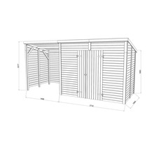 Illustration eines Gerätehauses mit Abmessungen