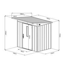 Illustration eines Gerätehauses mit Maßangaben