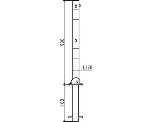 Technische Zeichnung einer Standsäule mit Maßen 900 und 400 sowie der Zahl 70.