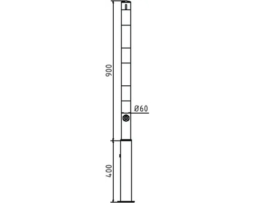 Technische Zeichnung einer Pollerleuchte mit Höhenangaben