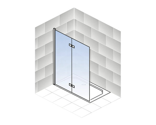 Eckdusche mit Glastür in Badezimmer