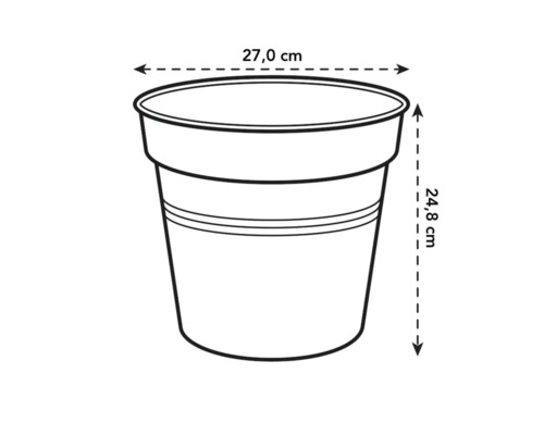 Abbildung eines Pflanzgefäßes mit den Maßen 27,0 cm Breite und 24,8 cm Höhe
