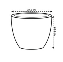 Abbildung eines Pflanzgefäßes mit den Maßen 29,0 cm Breite und 23,4 cm Höhe.