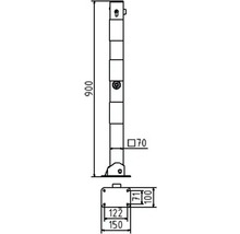 Absperrpfosten 70 x 70 mm umlegbar mit Profilzylinderschloss und Dreikantverschluss