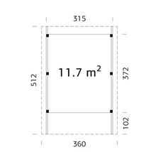 Einzelcarport Palmako Karl 11,7 m² 315 x 372 cm weiß