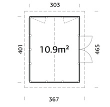 Pavillon Palmako Isabella 10,9 m² 401 x 303 cm natur