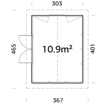Pavillon Palmako Isabella 10,9 m² 401 x 303 cm tauchgrundiert braun