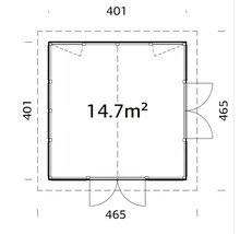 Pavillon Palmako Isabella 14,7 m² 401 x 401 cm natur