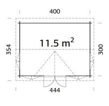 Gartenhaus Palmako Claudia 11,5 m² inkl. Fußboden 444 x 354 cm hellgrau-weiß