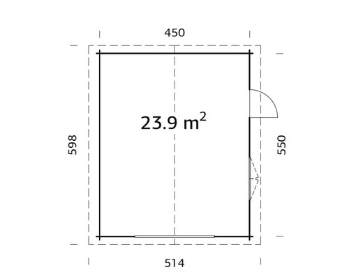 Grundriss eines Gartenhauses mit Maßen
