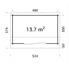 Grundriss mit den Maßen 524 x 379 cm und einer Fläche von 13.7 Quadratmetern