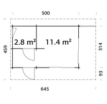 Gartenhaus Palmako Cecilia 14,2 m² inkl. Fußboden 645 x 459 cm natur