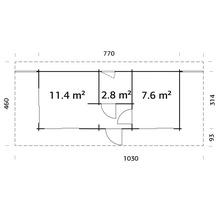 Gartenhaus Palmako Cecilia 21,8 m² inkl. Fußboden 1030 x 460 cm natur