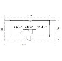 Gartenhaus Palmako Cecilia 21,8 m² inkl. Fußboden 1030 x 460 cm natur