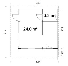 Gartenhaus Palmako Cecilia 27,2 m² inkl. Fußboden 675 x 712 cm natur