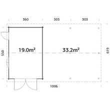 Grundriss des Gartenhauses mit Flächenangaben