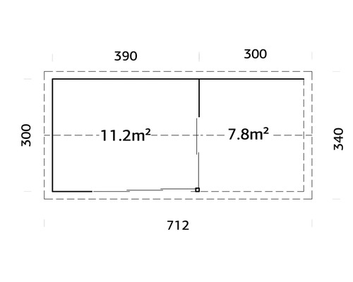 Grundriss eines Gartenhauses mit Abmessungen