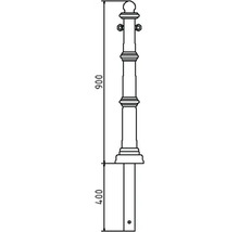 Alu-Stilpoller anthrazitgrau beschichtet (Eisenglimmer), ca. 900 mm Überflur, Aluminiumguß mit Stahlrohrkern mit 2 Ösen ortsfest