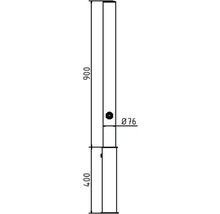 Edelstahlpfosten Ø 76 mm Überflur ca. 900 mm geschliffen gewölbte Kopfform ohne Ziernut