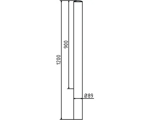 Technische Zeichnung eines Rohres mit den Maßen 1200 mm Länge und 89 mm Durchmesser