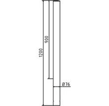Technische Zeichnung mit Maßangaben 1200 mm und 900 mm sowie Durchmesser 76 mm
