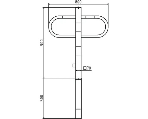 Technische Zeichnung eines Geländers mit Maßangaben.