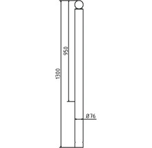 Technische Zeichnung eines Pfostens mit Kugel, 1300 mm hoch, 76 mm Durchmesser